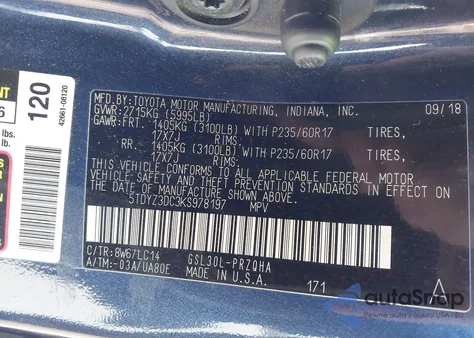 2019 Toyota Sienna Xle 8 Passenger из США, поврежденный, VIN 5TDYZ3DC3KS978197